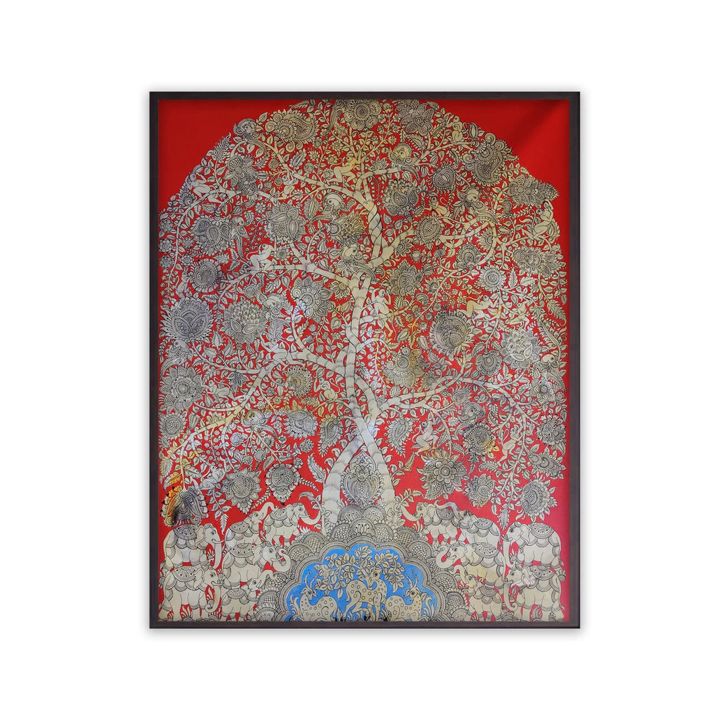 Kalamkari - Elephants under tree of life
