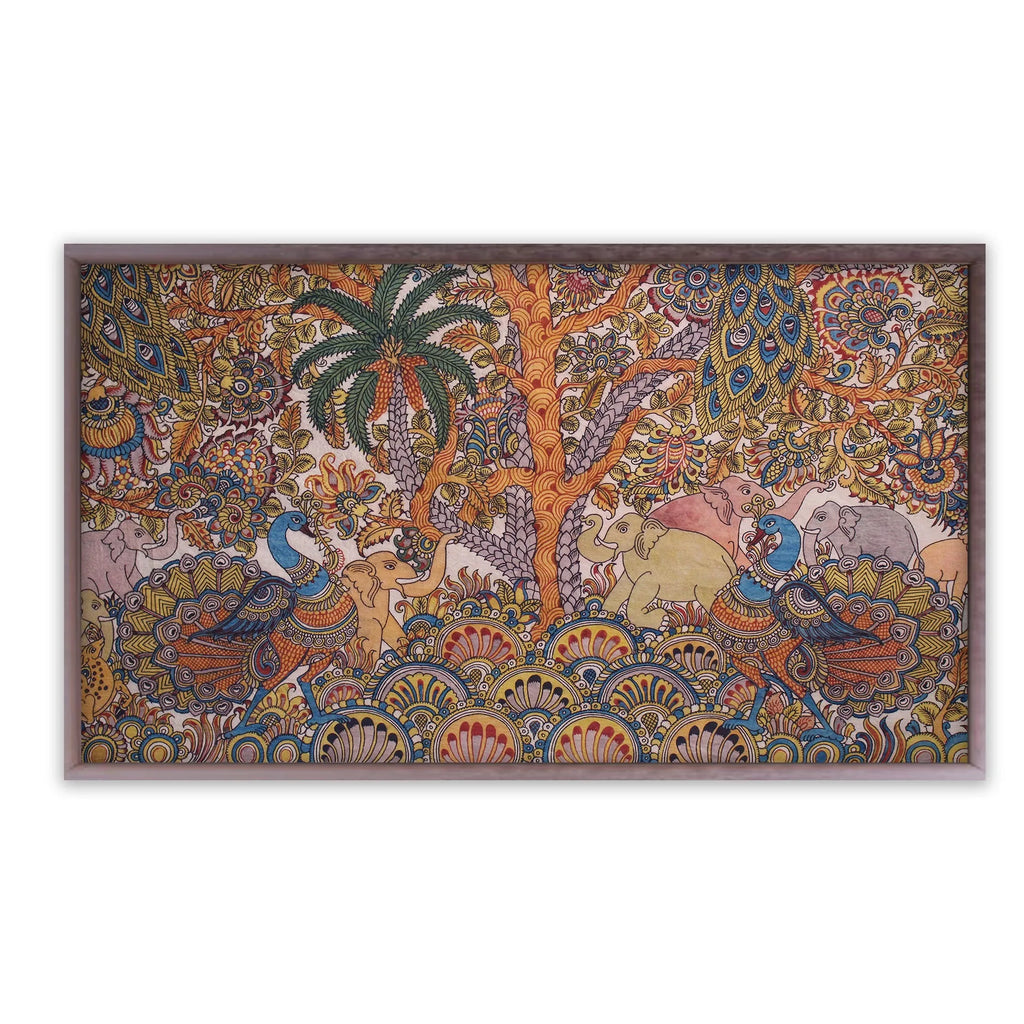 Kalamkari - Jungle animals under tree of life