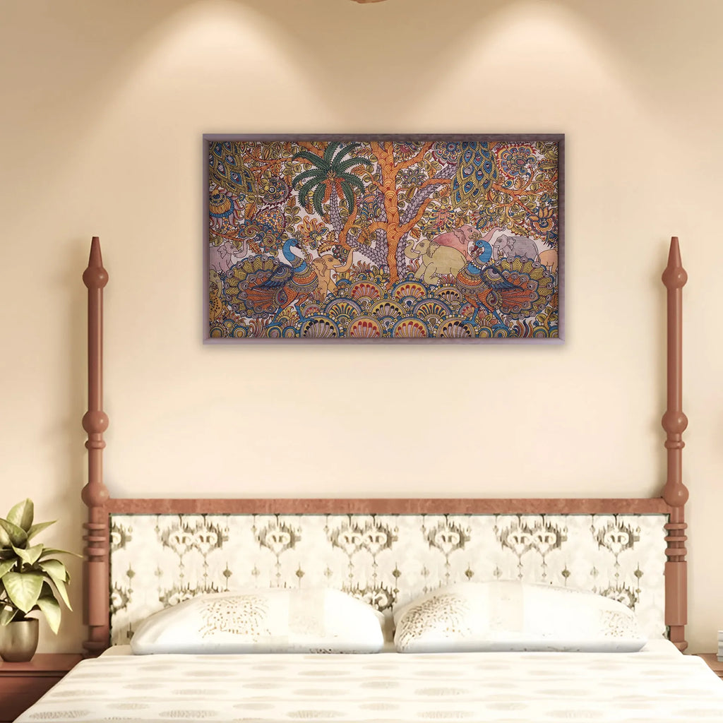 Kalamkari - Jungle animals under tree of life