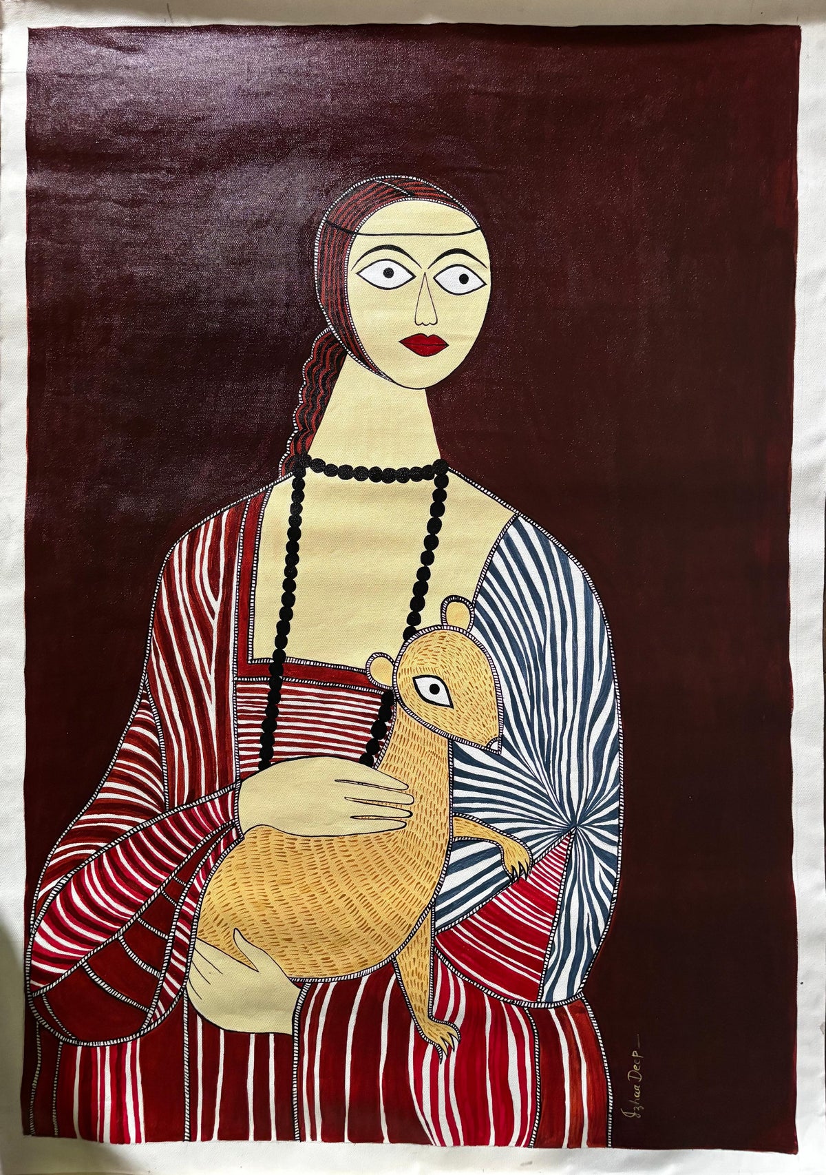 Madhubani - Woman with Mongoose
