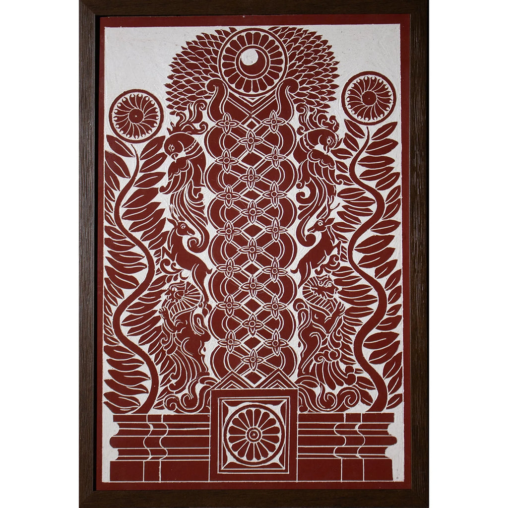 Kaavi - Fauna and Floral motifs with a window pattern with Moon