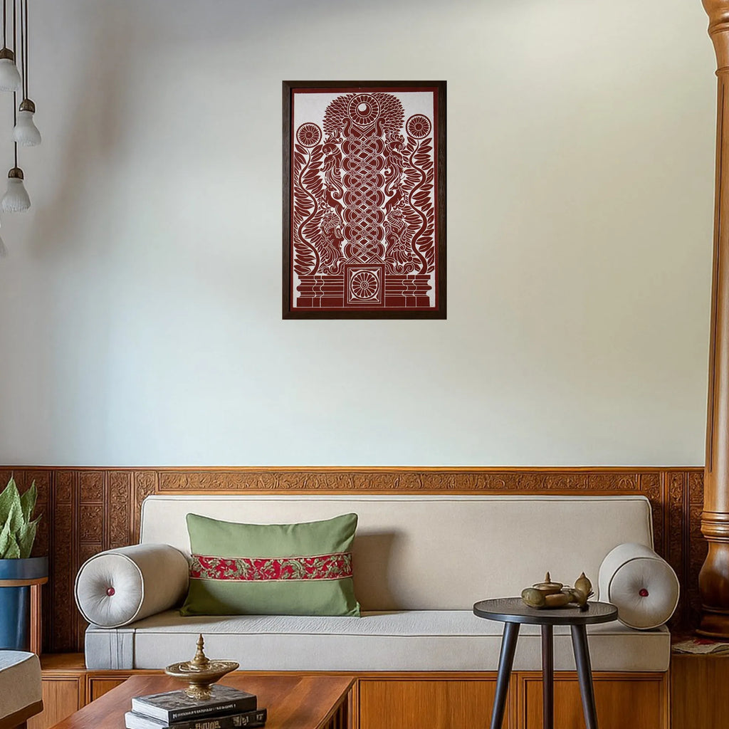 Kaavi - Fauna and Floral motifs with a window pattern with Moon