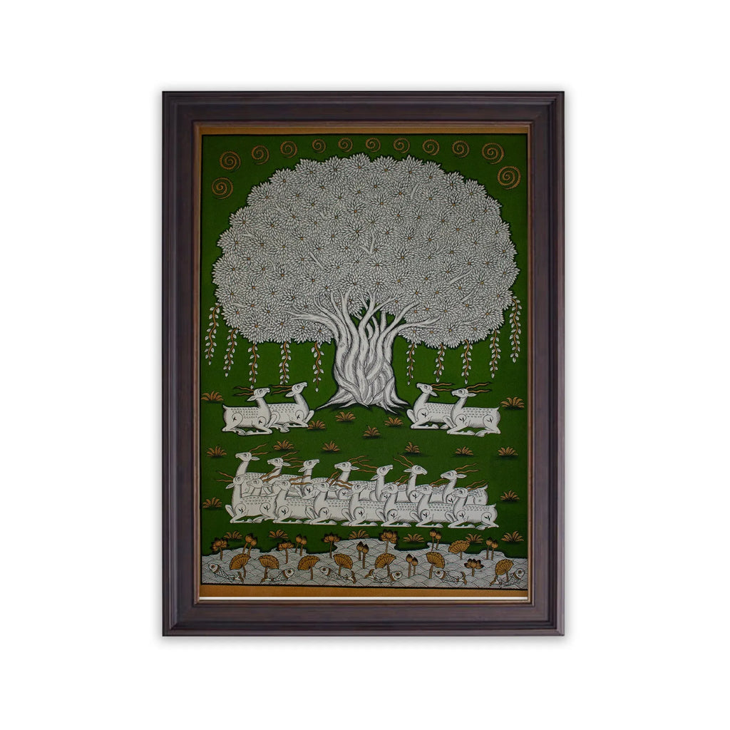 Phad - Group of Deers under tree of life