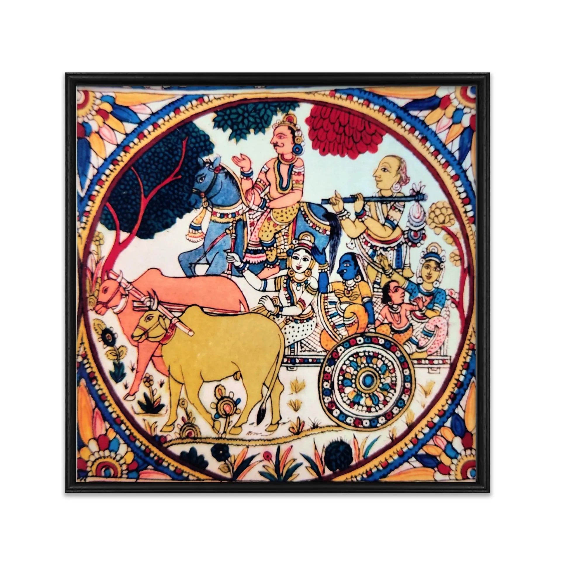 Kalamkari - Farmers family in bullock cart