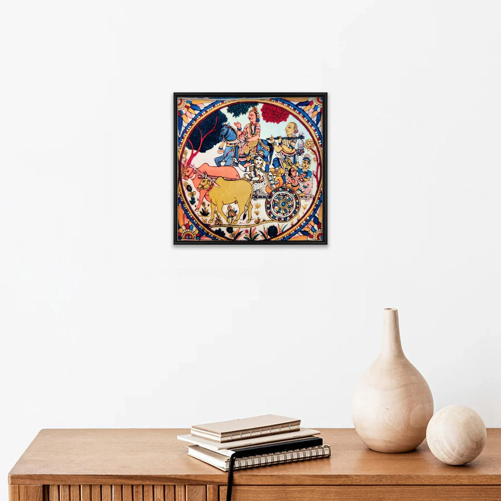 Kalamkari - Farmers family in bullock cart