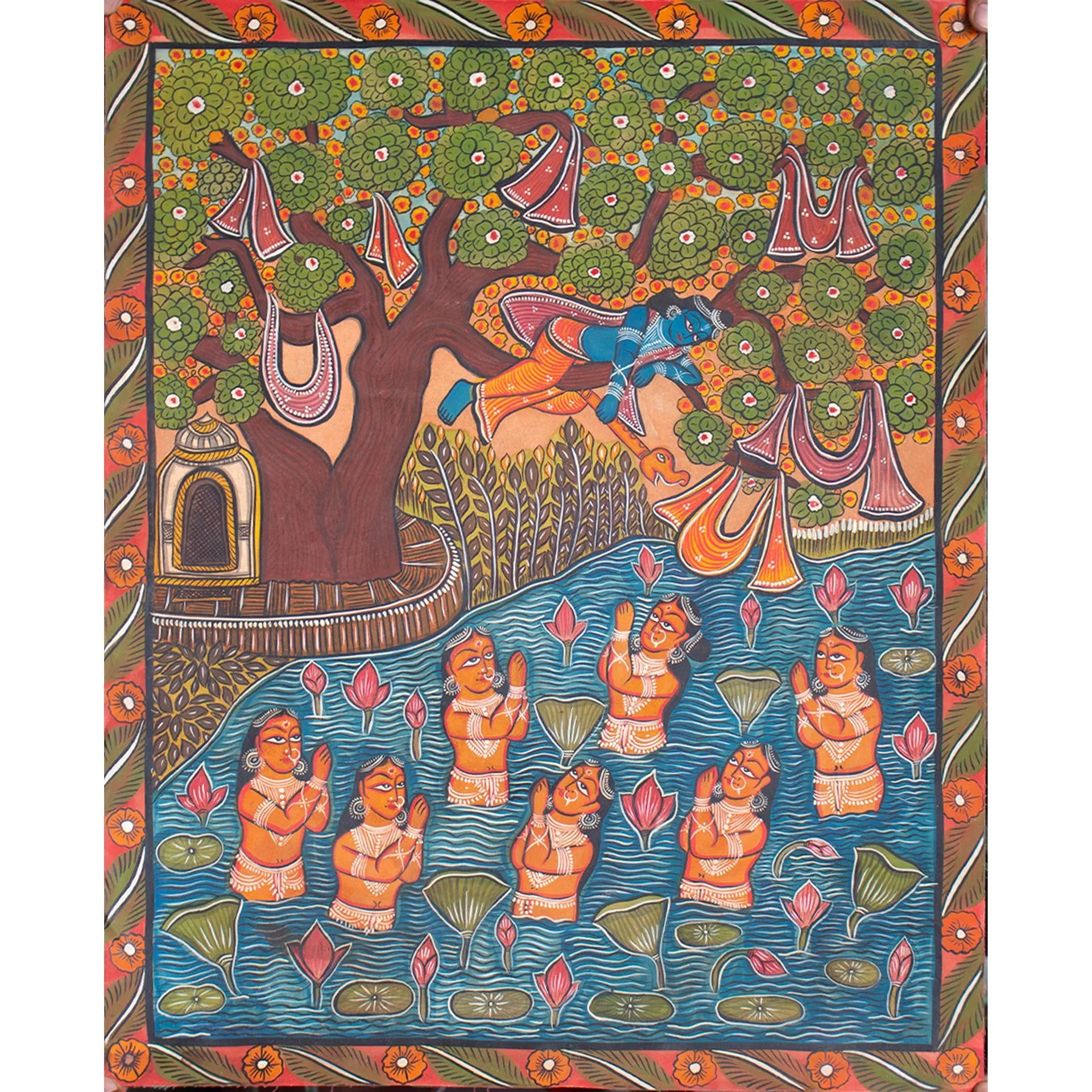 Bengal Pattachitra - Vastra Chori by krishna