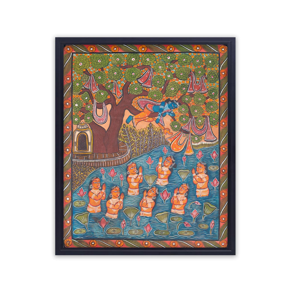 Bengal Pattachitra - Vastra Chori by krishna