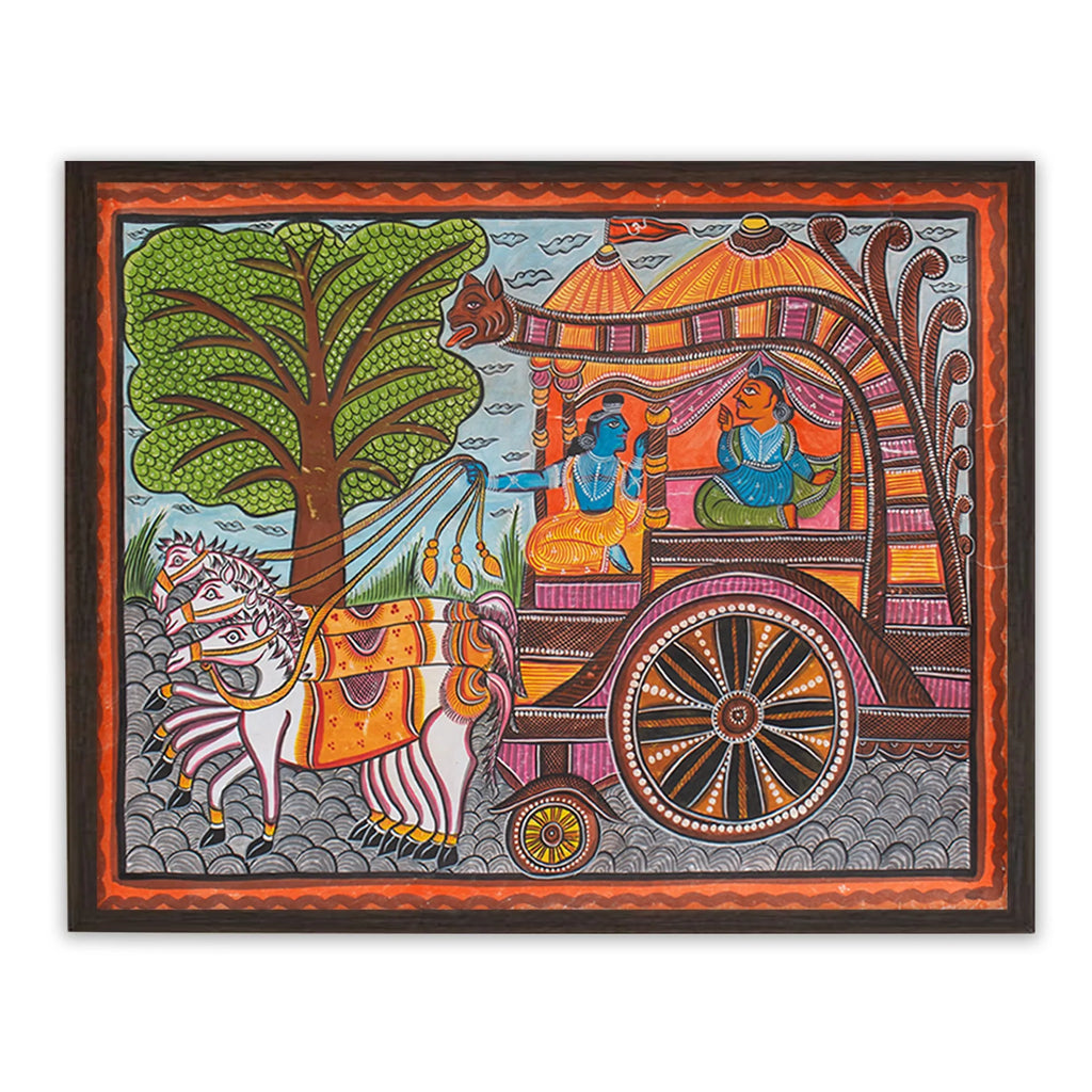 Bengal Pattachitra - Krisha and Arjuna