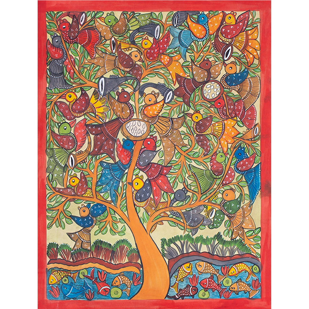 Bengal Pattachitra - Bird Marriage