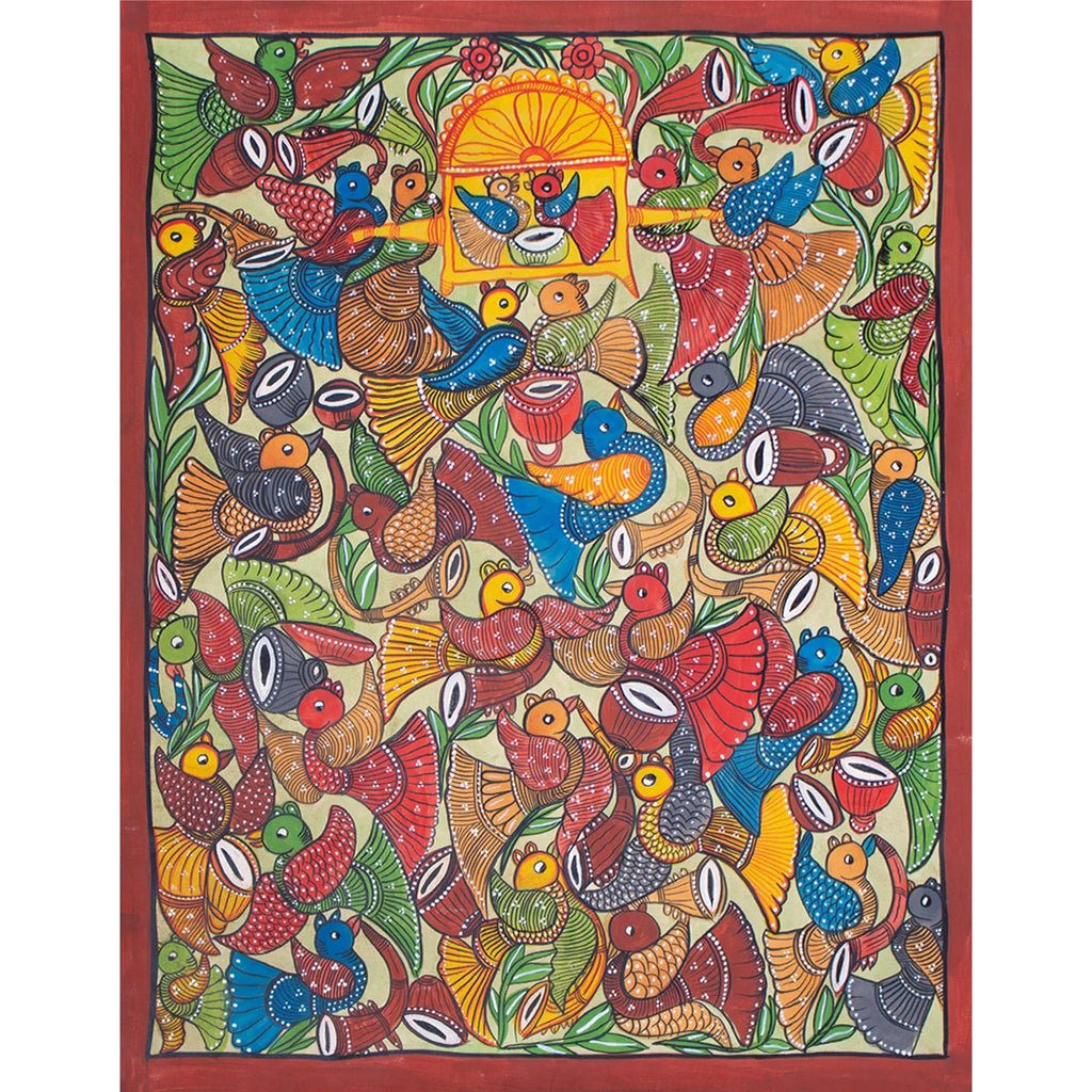 Bengal Pattachitra - Bird Marriage