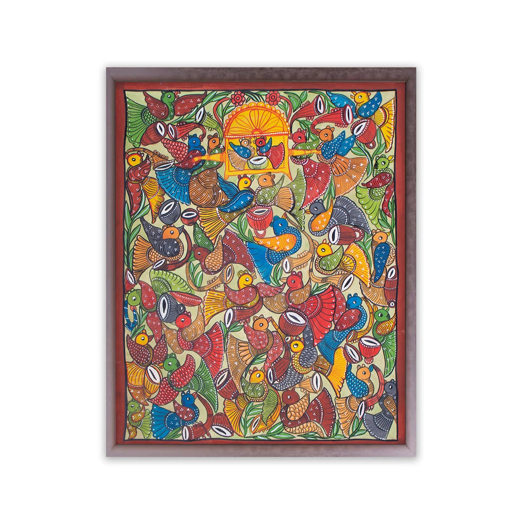 Bengal Pattachitra - Bird Marriage