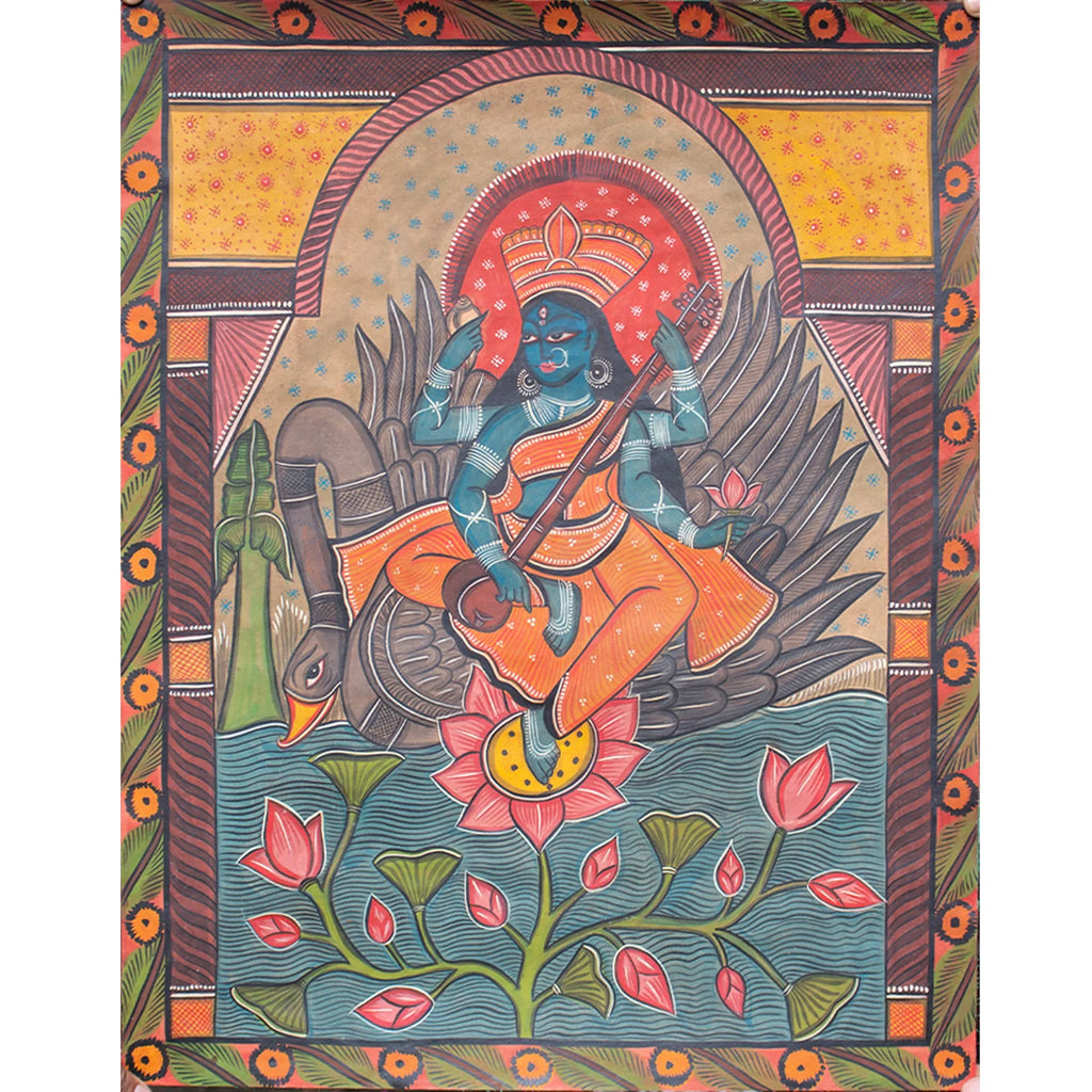 Bengal Pattachitra - Saraswati Maa