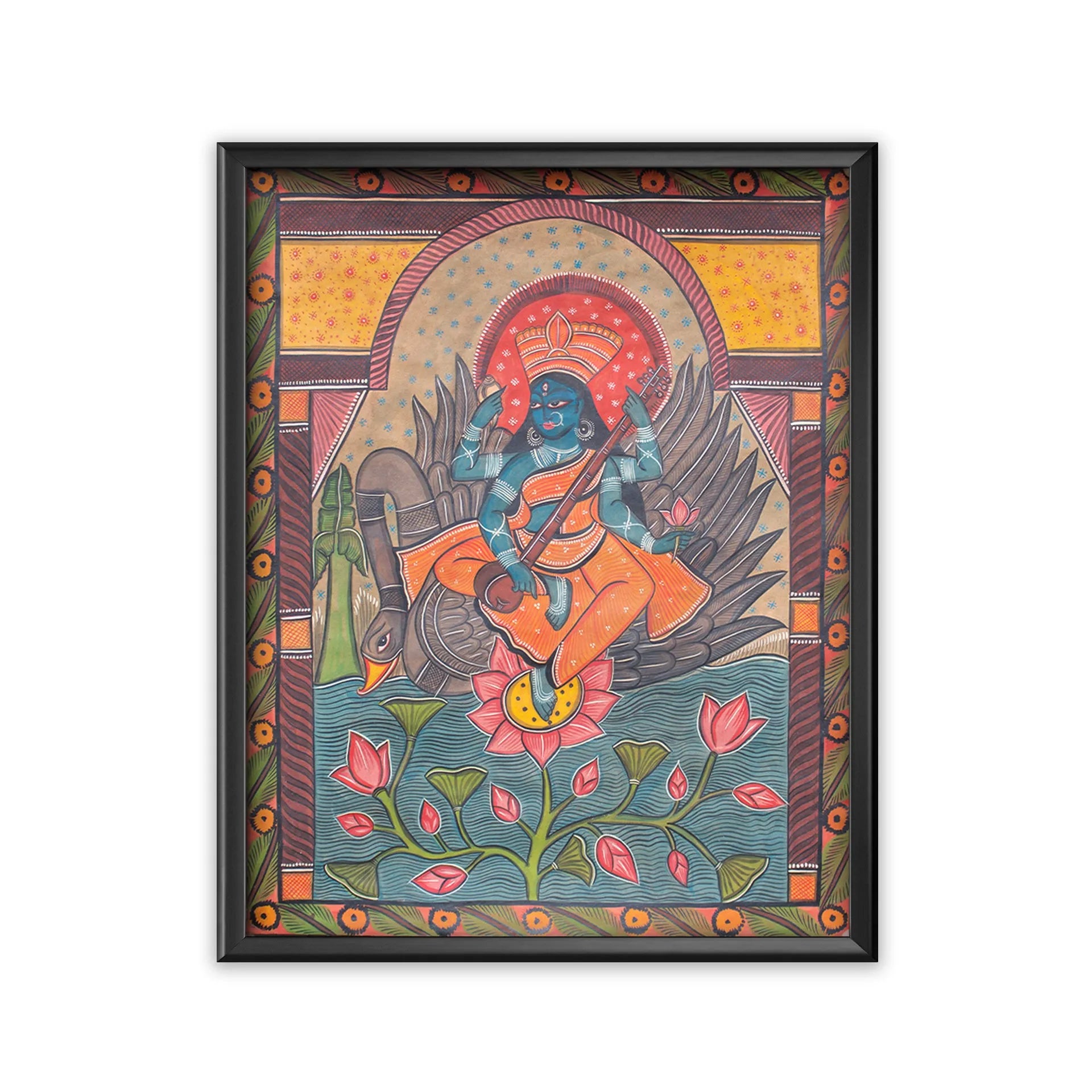 Bengal Pattachitra - Saraswati Maa
