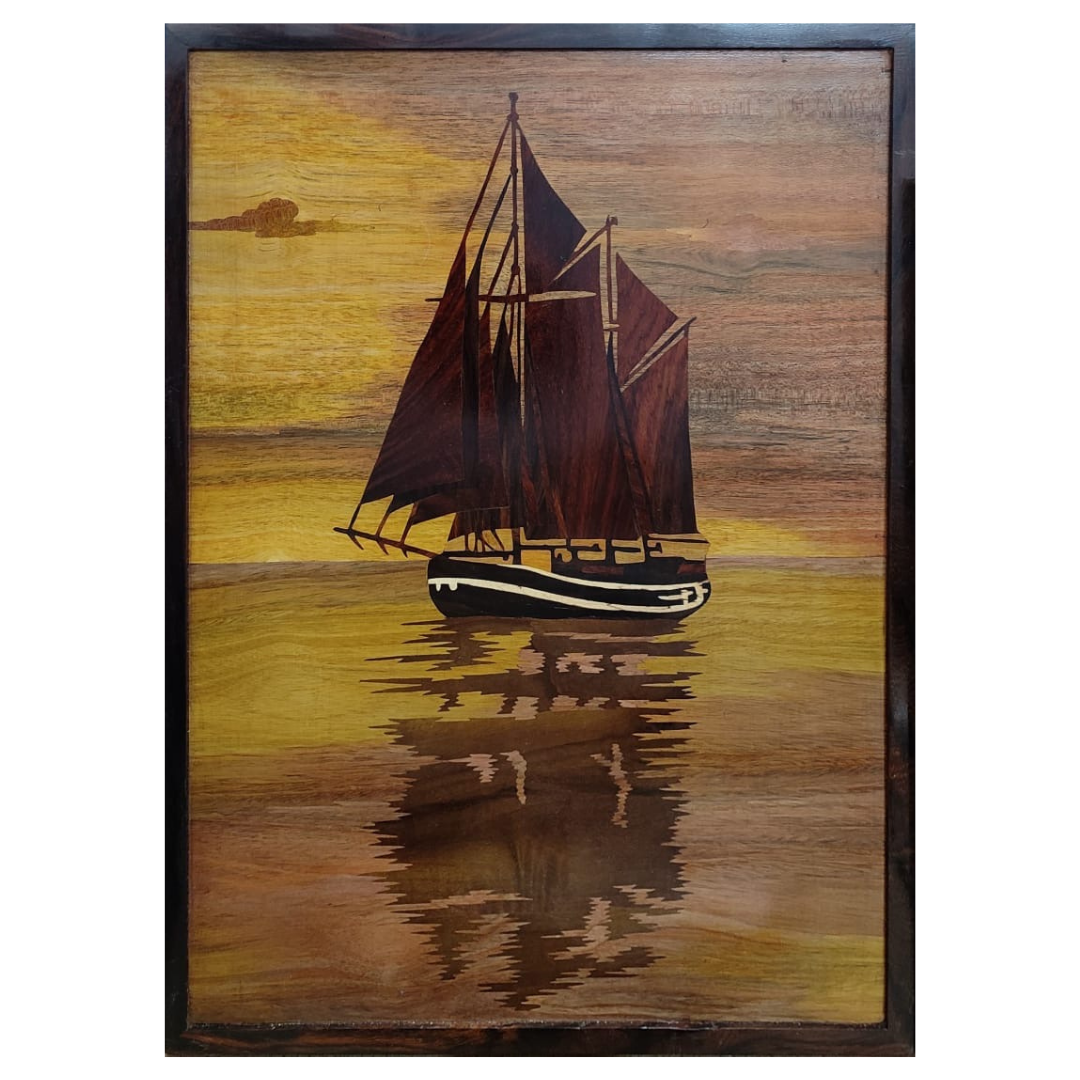 Mysore Rosewood Inlay – Sailing Vessel on the Golden Waters
