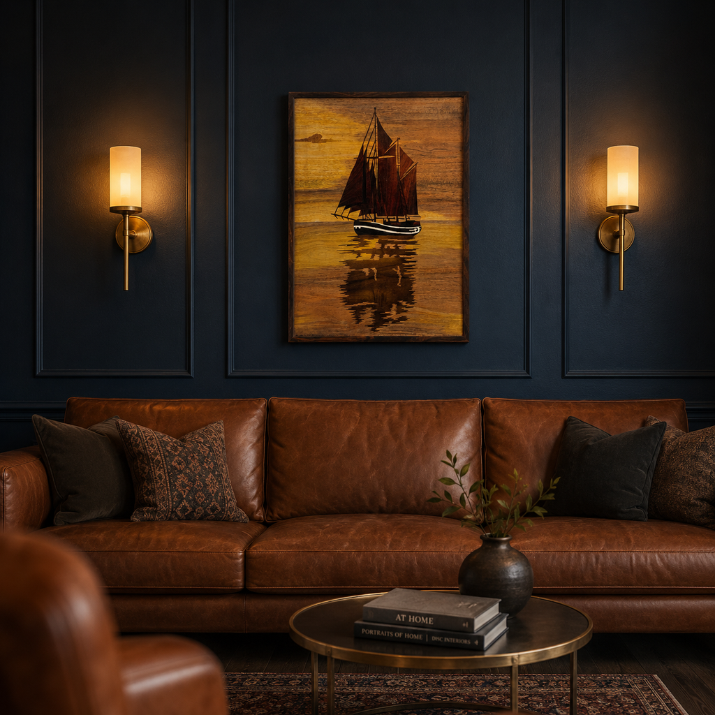 Mysore Rosewood Inlay – Sailing Vessel on the Golden Waters