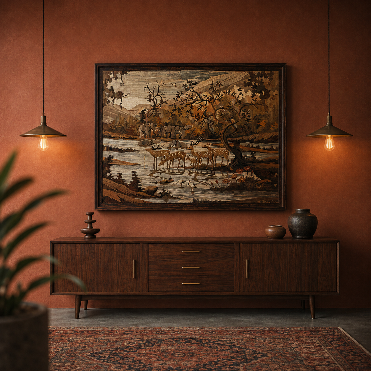 Mysore Rosewood Inlay – Wildlife by the River
