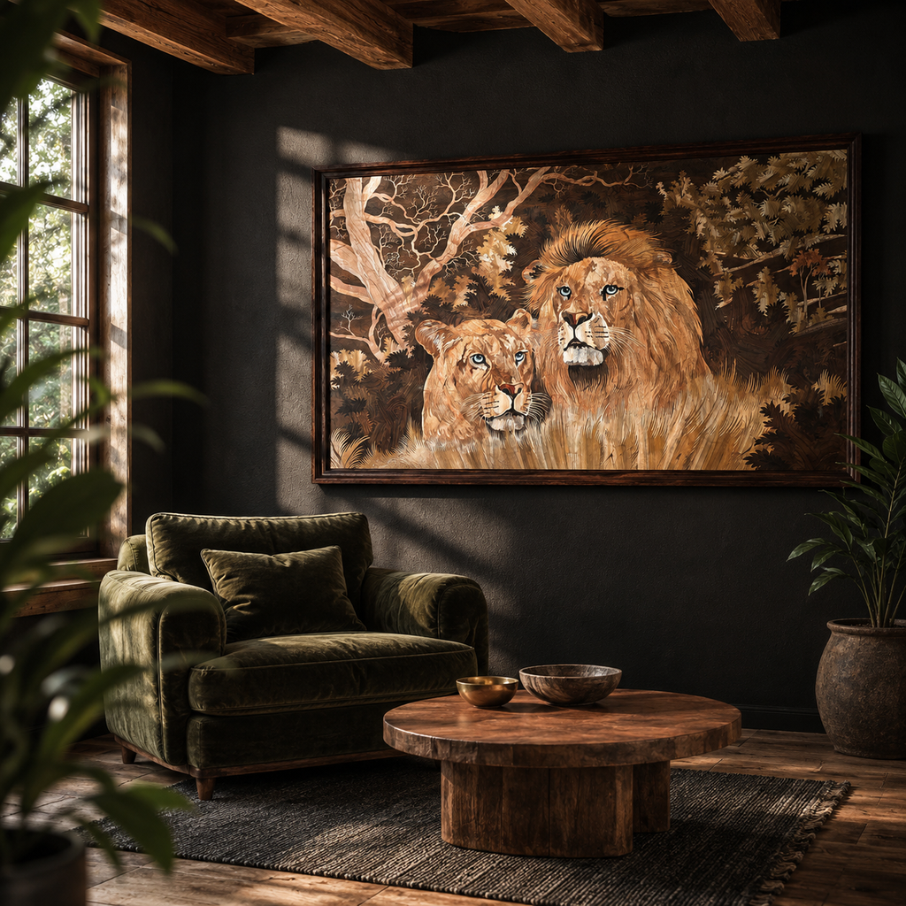 Mysore Rosewood Inlay – The Majestic Lion Pair