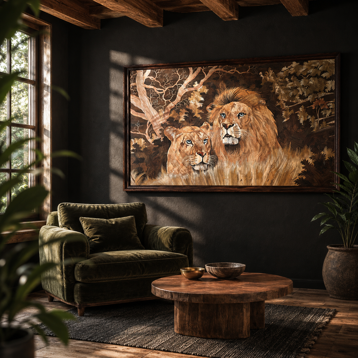 Mysore Rosewood Inlay – The Majestic Lion Pair
