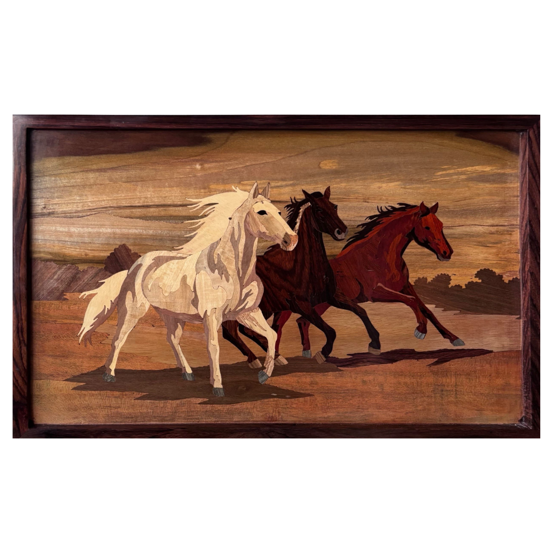 Mysore Rosewood Inlay – Horses in Motion