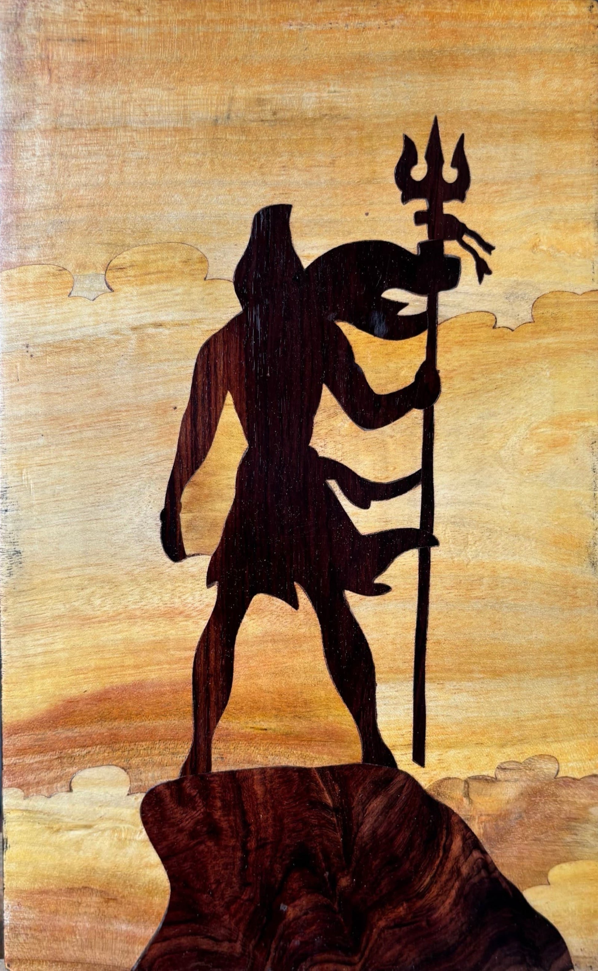 Mysore Rosewood Inlay – Lord Shiva with Trishula