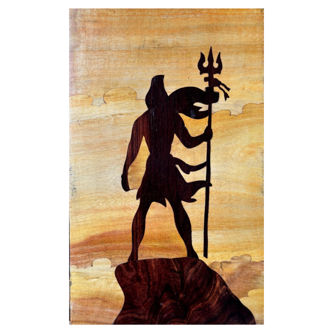 Mysore Rosewood Inlay – Lord Shiva with Trishula