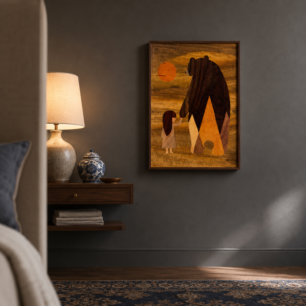Mysore Rosewood Inlay – Bear & Child