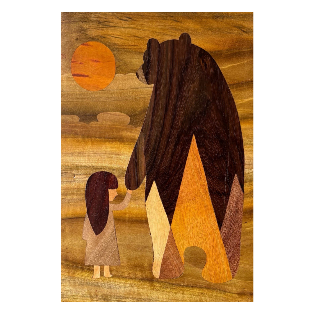 Mysore Rosewood Inlay – Bear & Child