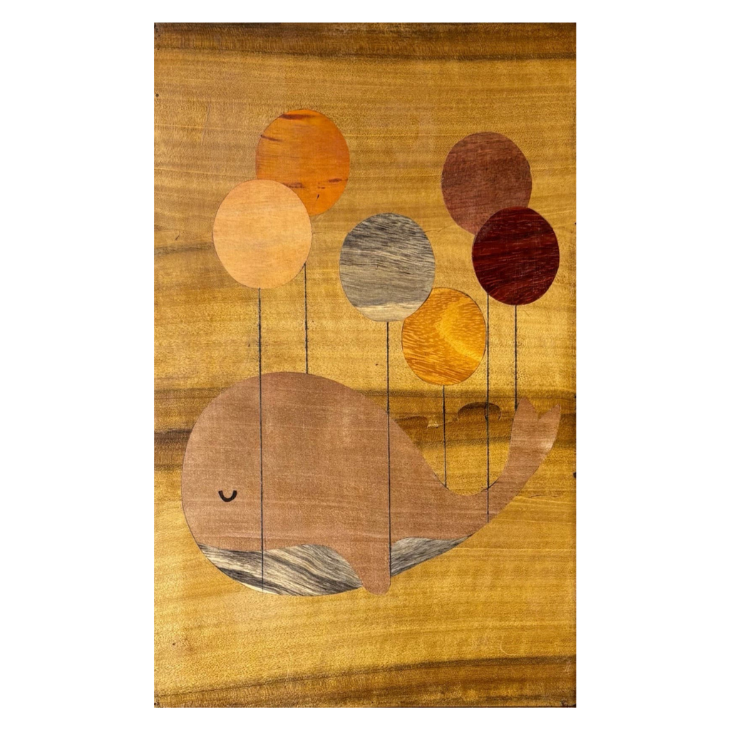Mysore Rosewood Inlay – Whale with Balloons