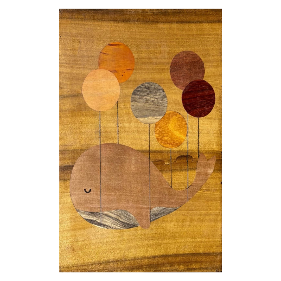 Mysore Rosewood Inlay – Whale with Balloons