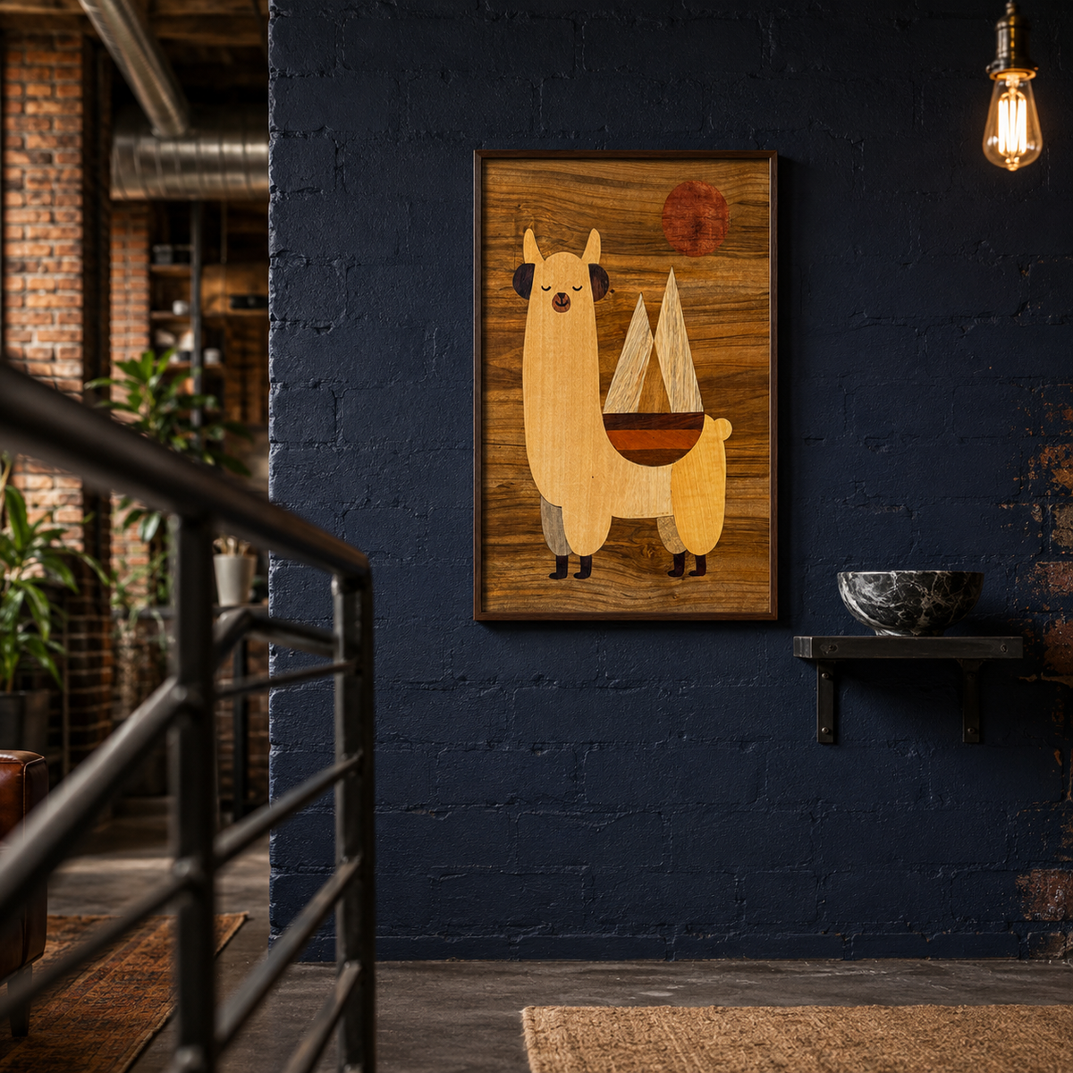 Mysore Rosewood Inlay – Llama with Sailboat