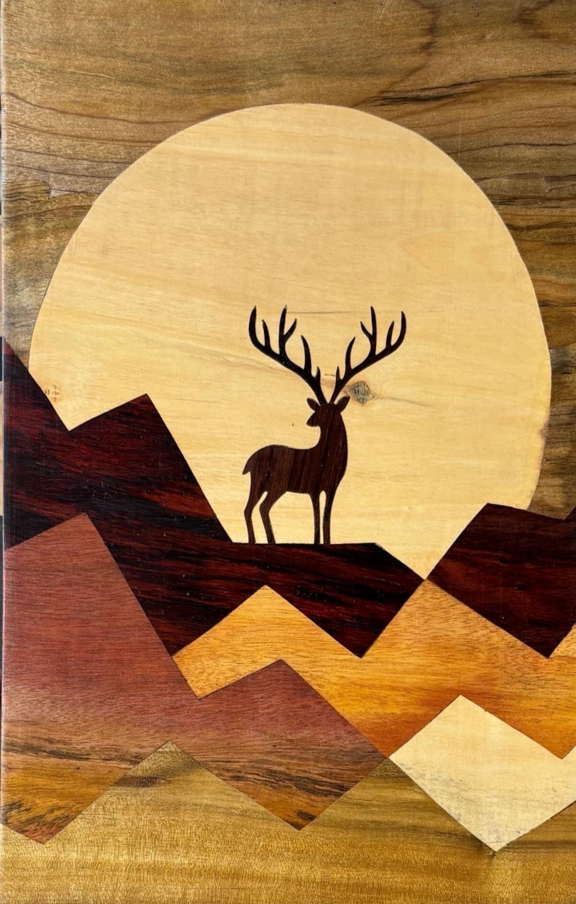 Mysore Rosewood Inlay – Deer in the Mountains