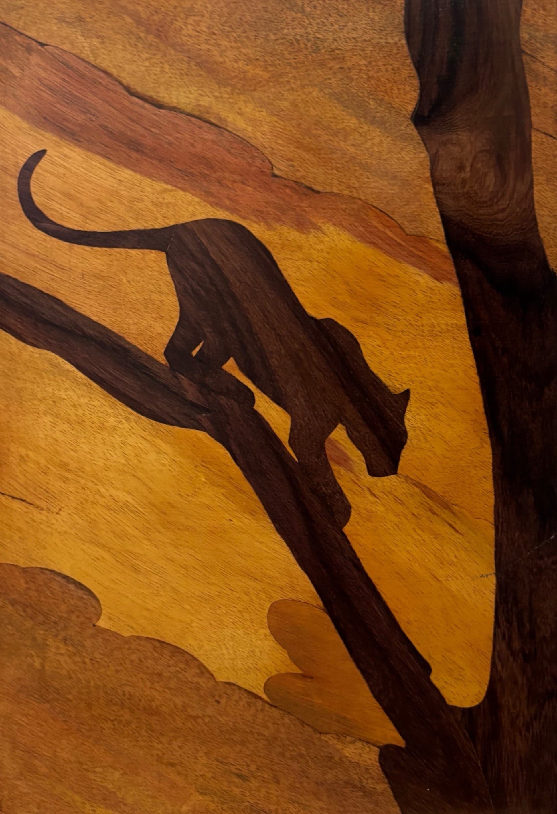 Mysore Rosewood Inlay – Tiger on a Branch