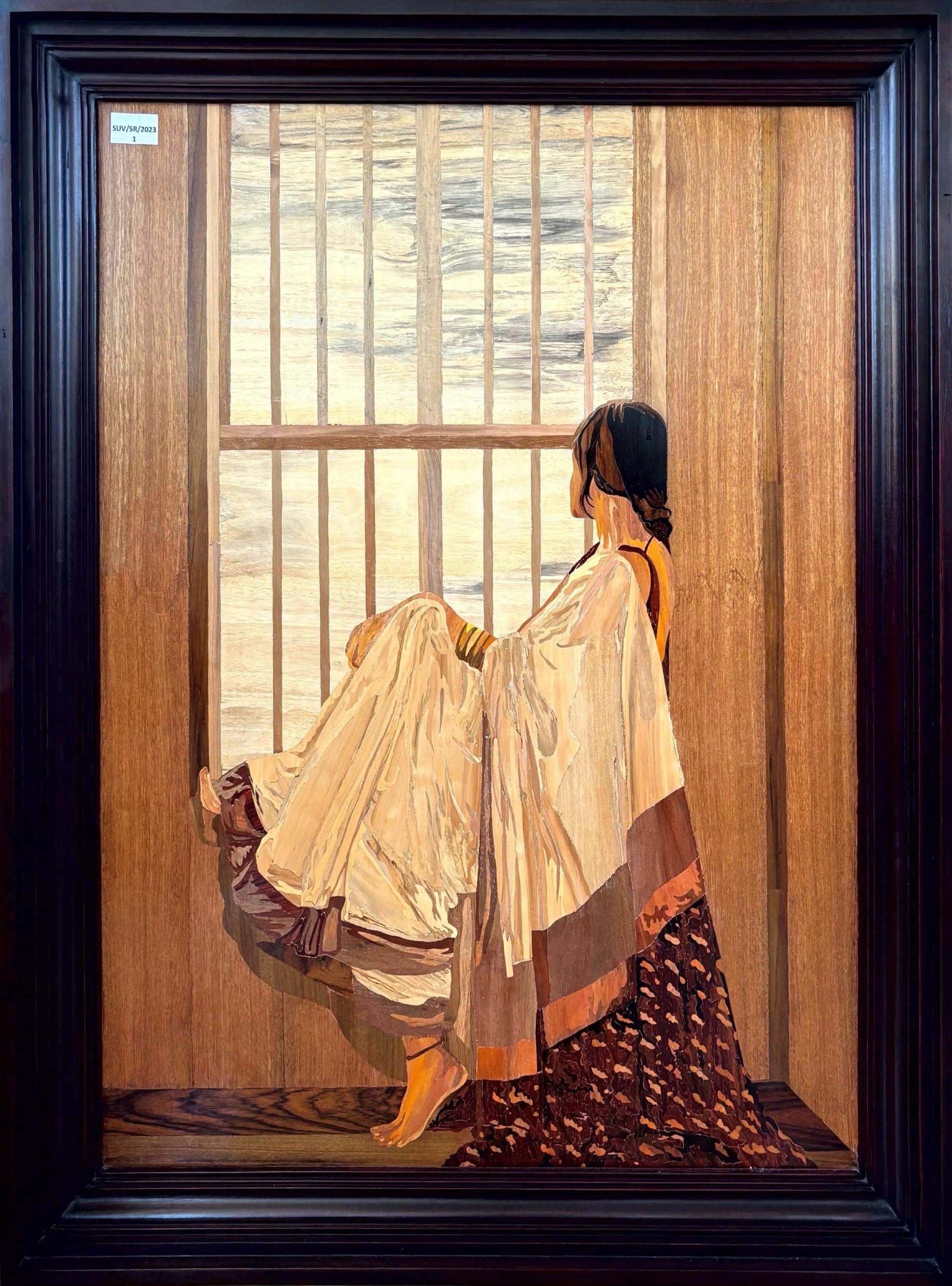 Mysore Rosewood Inlay – Woman by the Window | Masterpiece