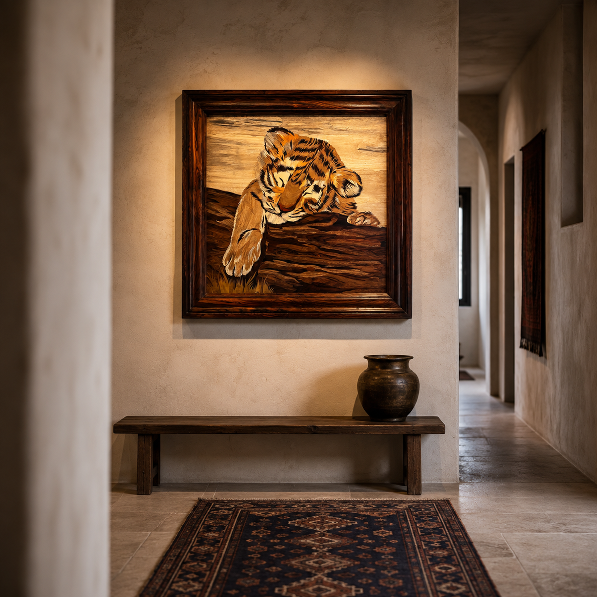 Mysore Rosewood Inlay – Resting Tiger