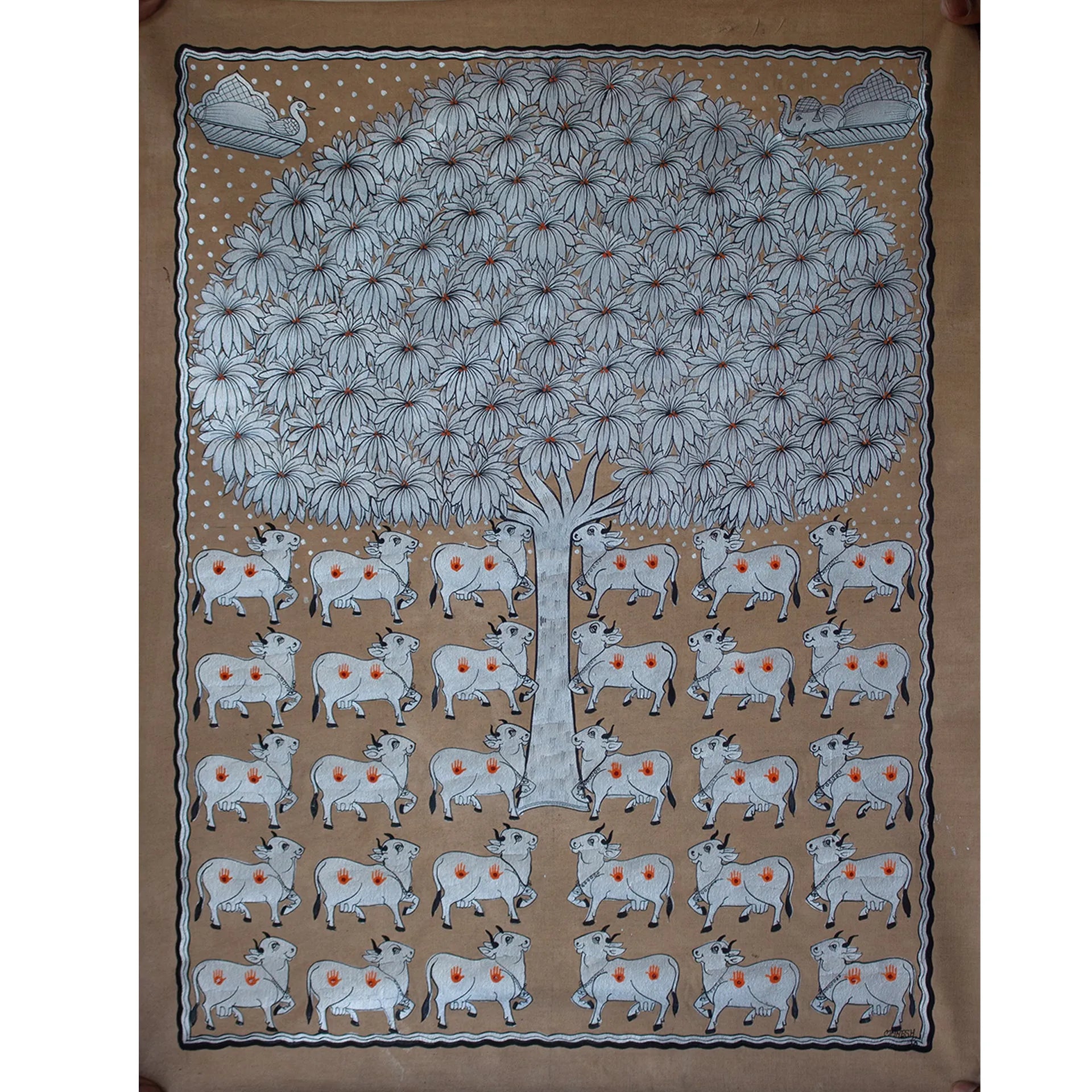 Pichwai Art - Cows under the kadam tree