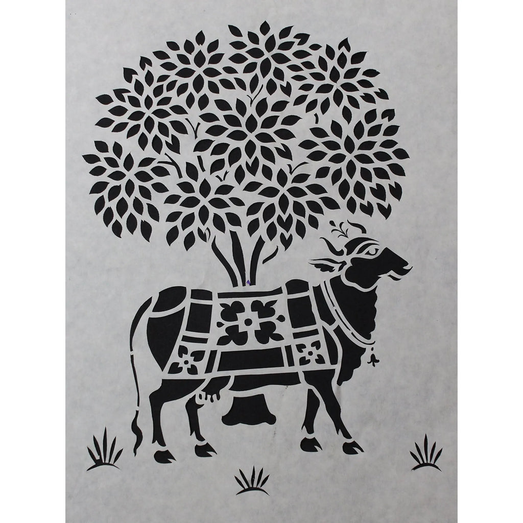 Sanjhi Art - Pichwai cow and tree