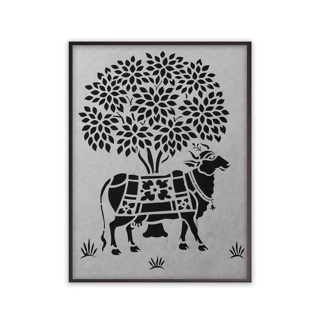 Sanjhi Art - Pichwai cow and tree