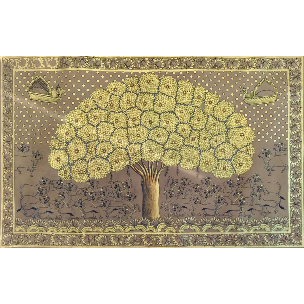 Pichwai Art - Golden Banyan Tree