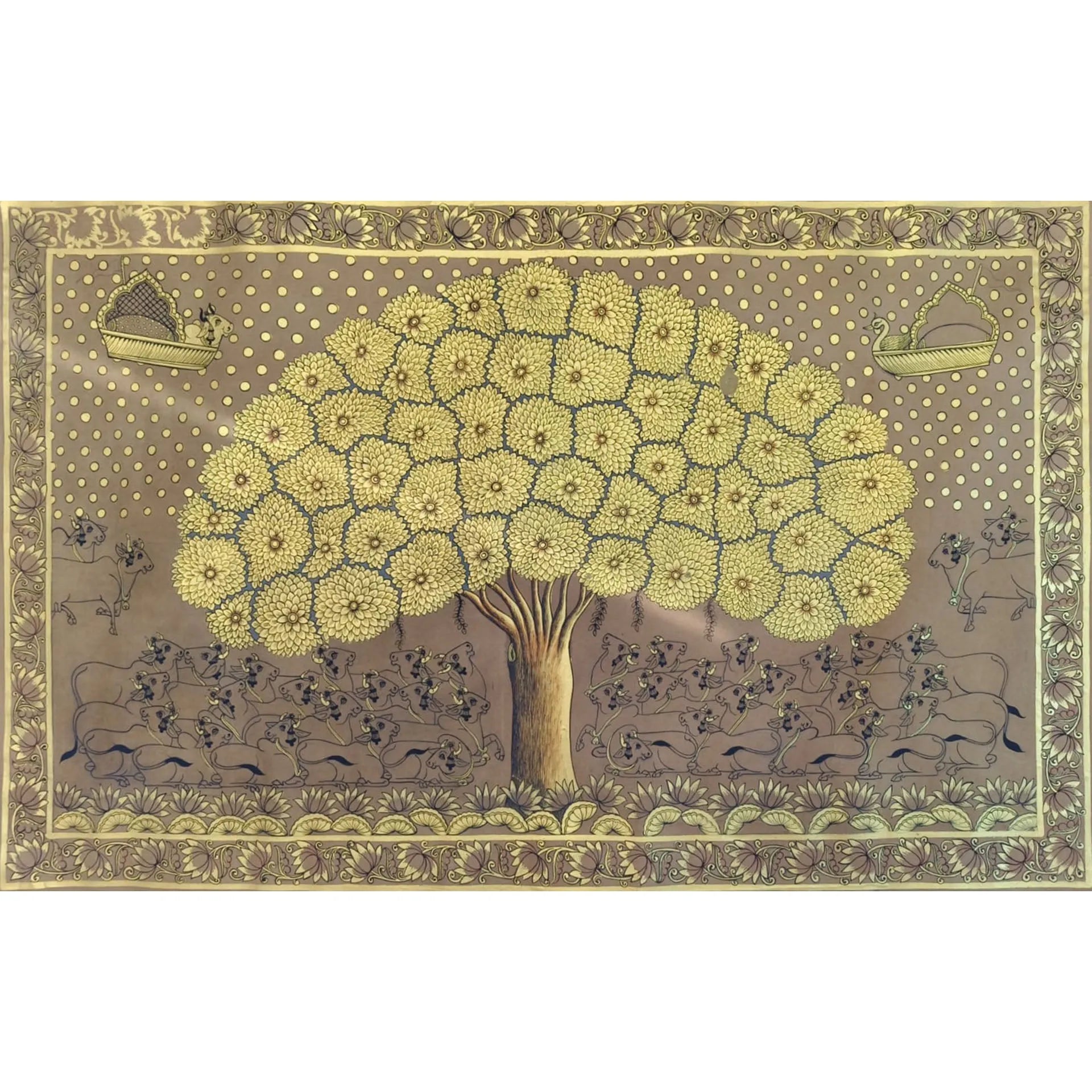Pichwai Art - Golden Banyan Tree