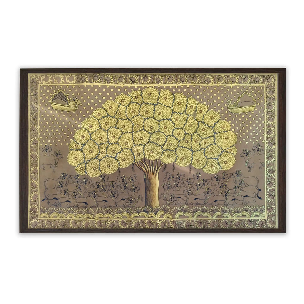 Pichwai Art - Golden Banyan Tree