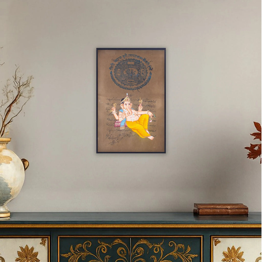 Ganpati on old postal paper