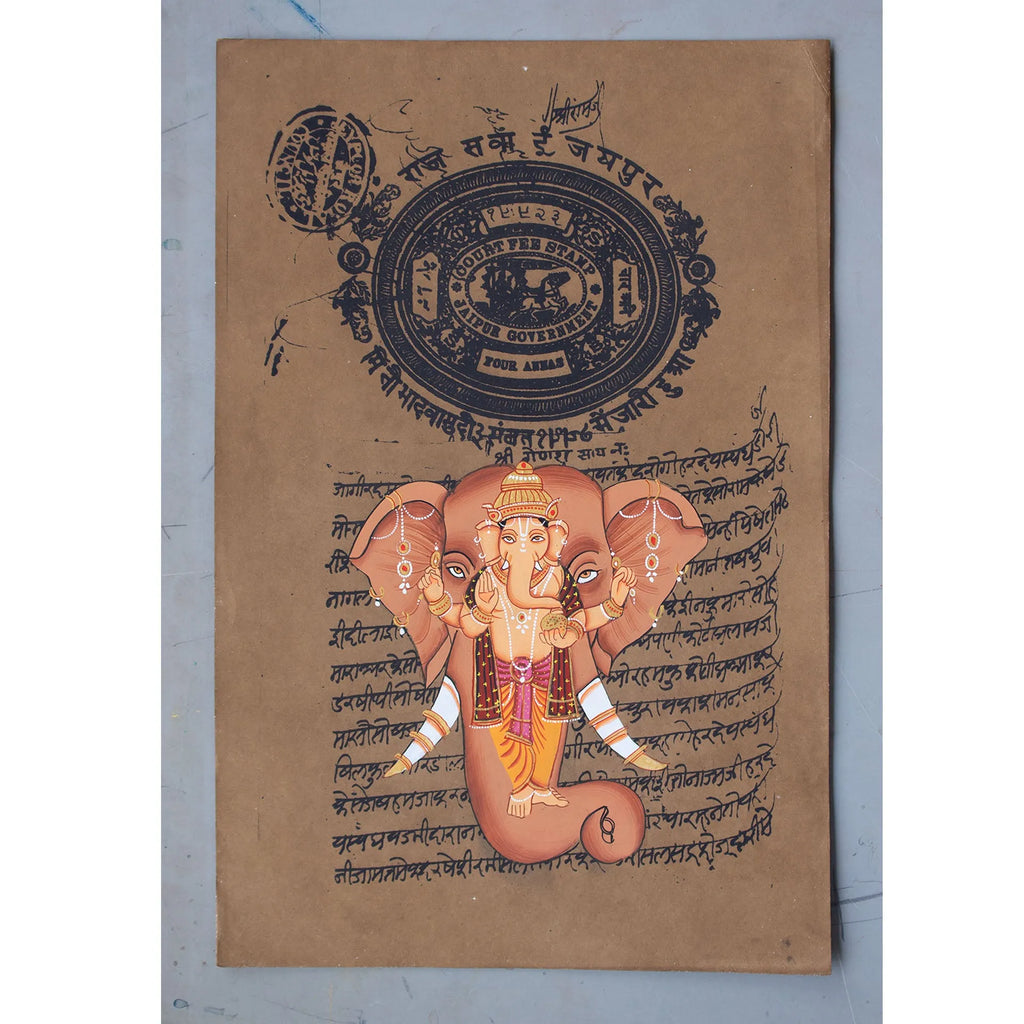 Ganpati on old postal paper