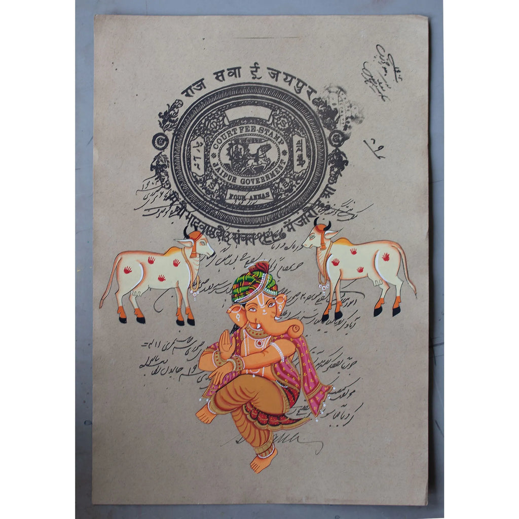 Ganpati on old postal paper