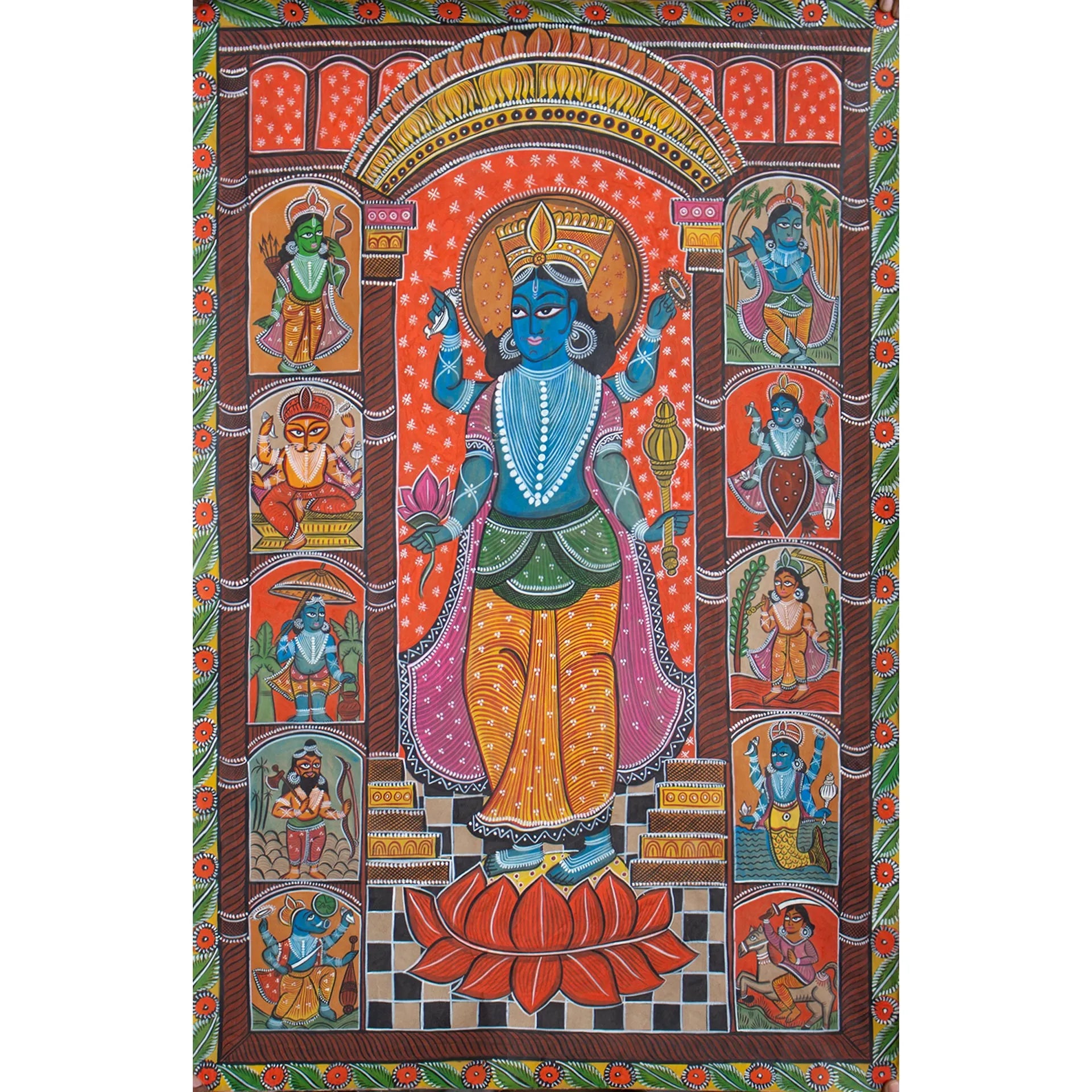 Bengal Pattachitra - Dasavatar of Vishnu