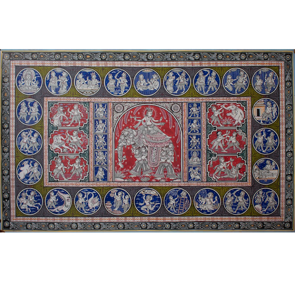 Orissa Pattachitra - Kandarp haathi and krishna leela