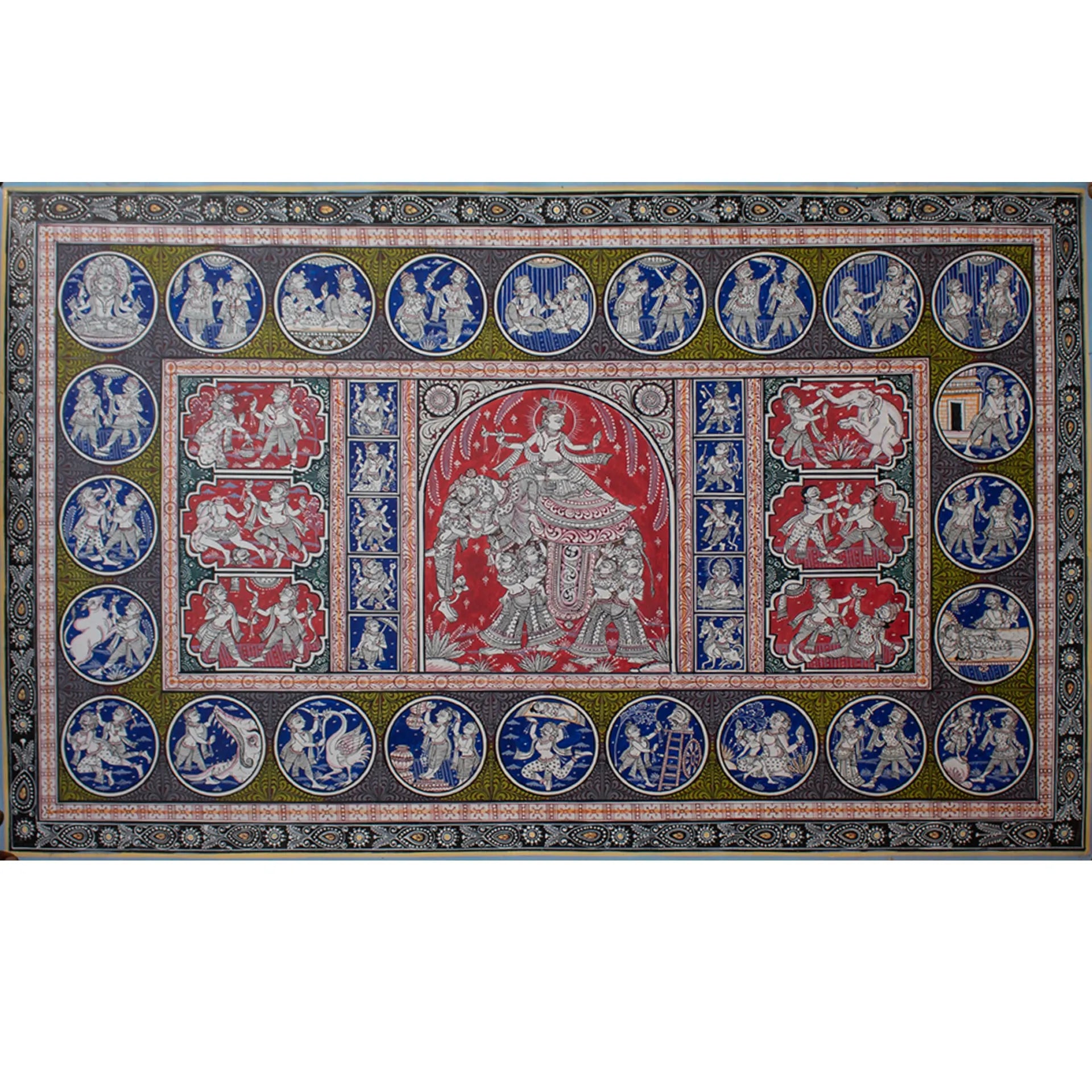 Orissa Pattachitra - Kandarp haathi and krishna leela