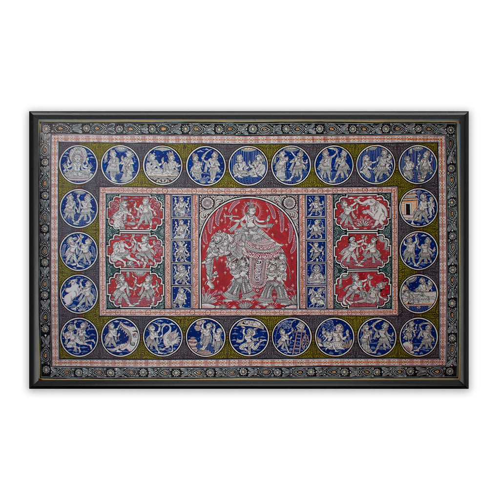 Orissa Pattachitra - Kandarp haathi and krishna leela