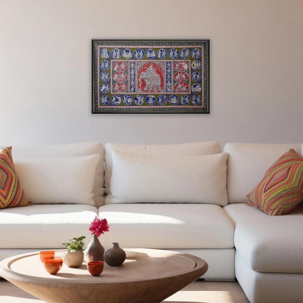 Orissa Pattachitra - Kandarp haathi and krishna leela