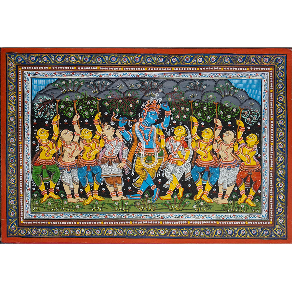 Orissa Pattachitra - Govardhan Leela of Krishna