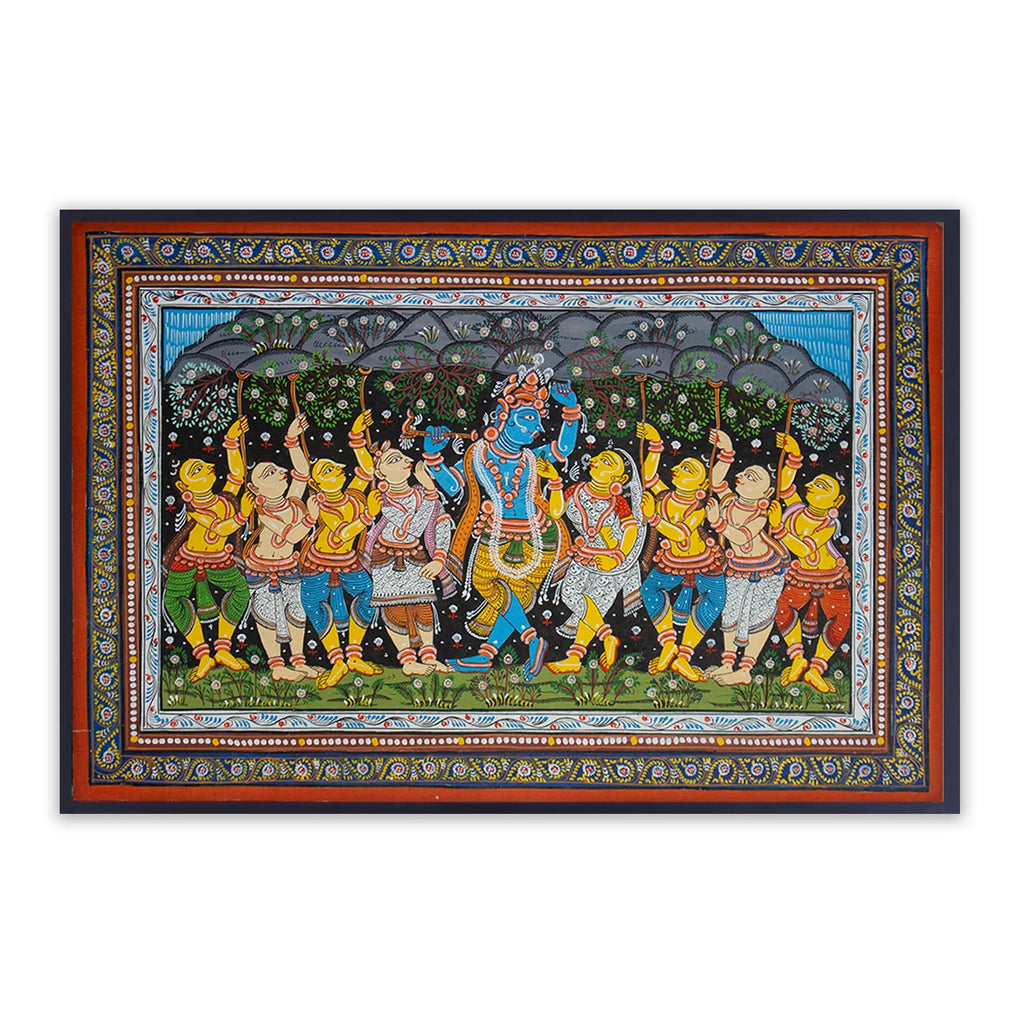 Orissa Pattachitra - Govardhan Leela of Krishna